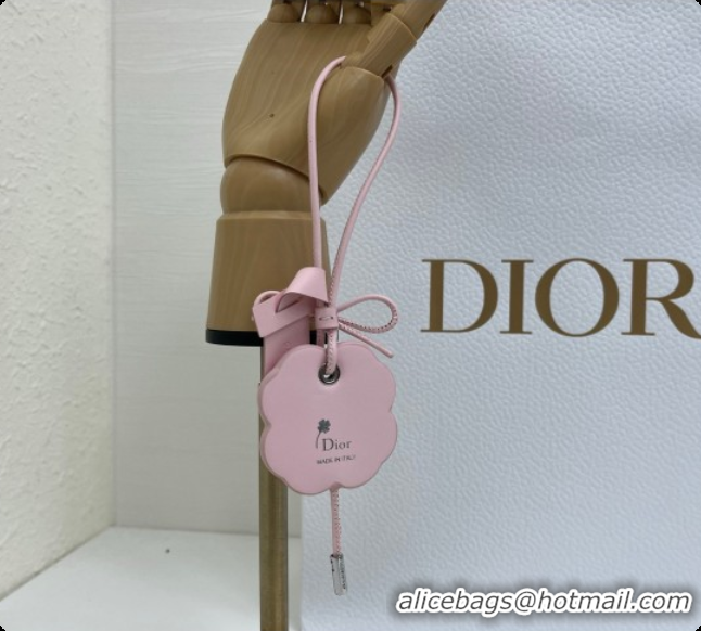 Luxury Dior Clover Bag Charm in Pink Calfskin D090343 2026