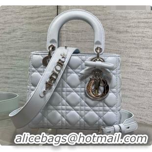 Practical Dior Small Lady Bag in Cannage Lambskin with Bow D090347 Light Blue 2026