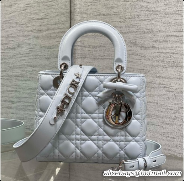 Practical Dior Small Lady Bag in Cannage Lambskin with Bow D090347 Light Blue 2026