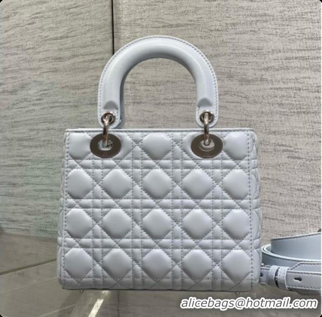 Practical Dior Small Lady Bag in Cannage Lambskin with Bow D090347 Light Blue 2026