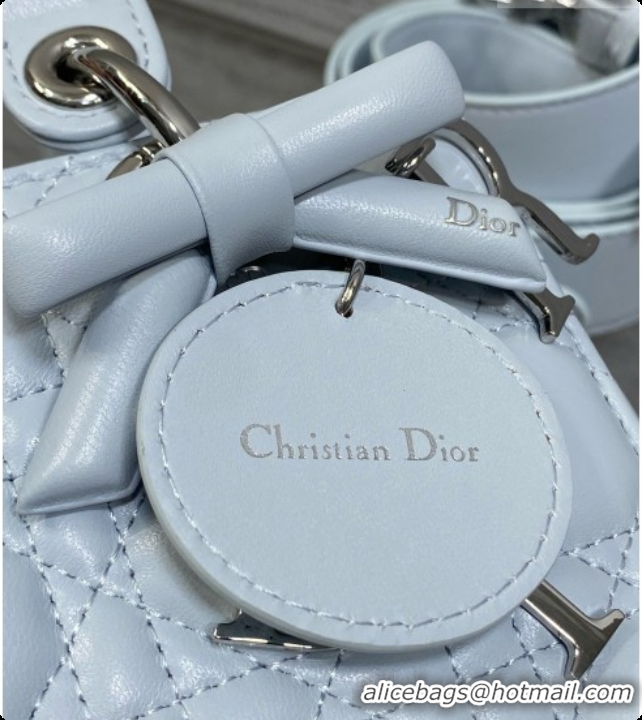 Practical Dior Small Lady Bag in Cannage Lambskin with Bow D090347 Light Blue 2026