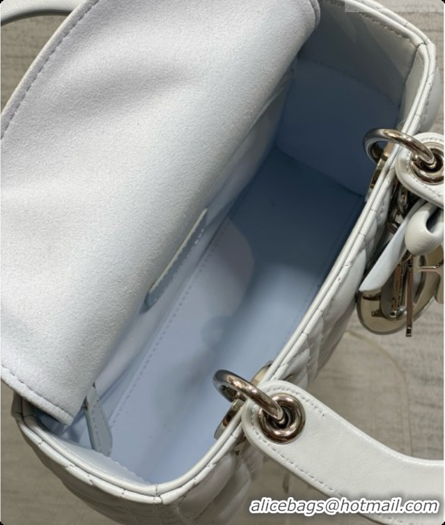 Practical Dior Small Lady Bag in Cannage Lambskin with Bow D090347 Light Blue 2026