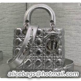 Popular Style Dior Small Lady Bag in Cannage Lambskin with Bow D090349 Silver 2026
