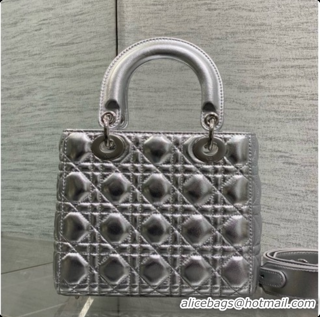 Popular Style Dior Small Lady Bag in Cannage Lambskin with Bow D090349 Silver 2026