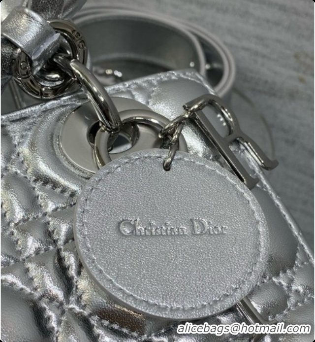 Popular Style Dior Small Lady Bag in Cannage Lambskin with Bow D090349 Silver 2026