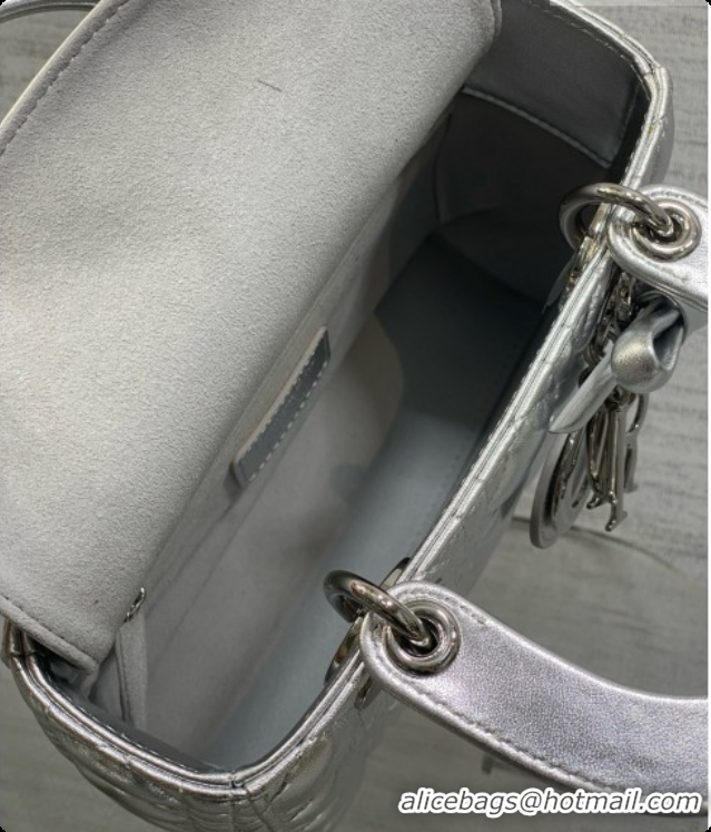 Popular Style Dior Small Lady Bag in Cannage Lambskin with Bow D090349 Silver 2026