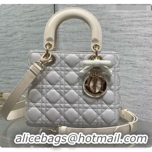 Sumptuous Dior Small Lady Bag in Cannage Lambskin with Bow D090350 Light Grey/Beige 2026