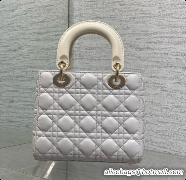 Sumptuous Dior Small Lady Bag in Cannage Lambskin with Bow D090350 Light Grey/Beige 2026