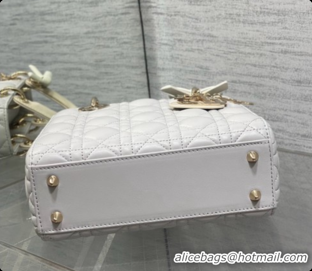 Sumptuous Dior Small Lady Bag in Cannage Lambskin with Bow D090350 Light Grey/Beige 2026