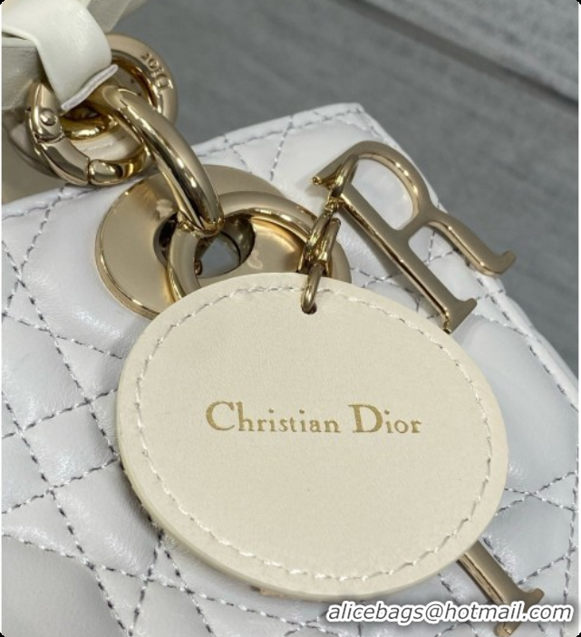 Sumptuous Dior Small Lady Bag in Cannage Lambskin with Bow D090350 Light Grey/Beige 2026