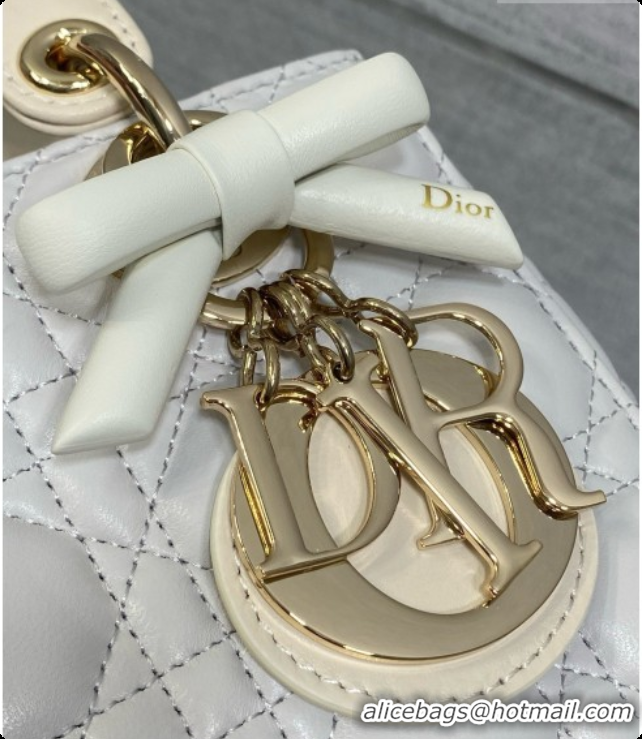 Sumptuous Dior Small Lady Bag in Cannage Lambskin with Bow D090350 Light Grey/Beige 2026