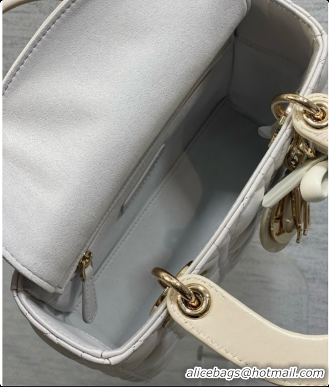 Sumptuous Dior Small Lady Bag in Cannage Lambskin with Bow D090350 Light Grey/Beige 2026