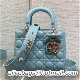 Best Product Dior Small Lady Bag in Cannage Lambskin with Bow D090351 Blue 2026