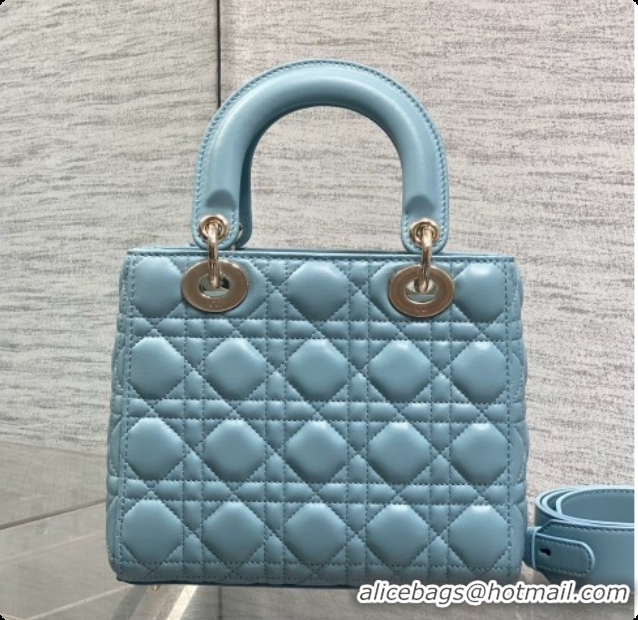 Best Product Dior Small Lady Bag in Cannage Lambskin with Bow D090351 Blue 2026