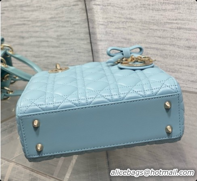 Best Product Dior Small Lady Bag in Cannage Lambskin with Bow D090351 Blue 2026