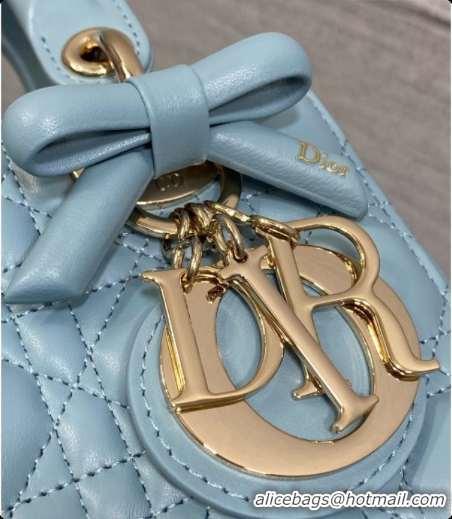Best Product Dior Small Lady Bag in Cannage Lambskin with Bow D090351 Blue 2026