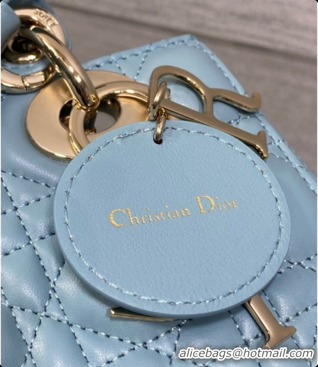 Best Product Dior Small Lady Bag in Cannage Lambskin with Bow D090351 Blue 2026