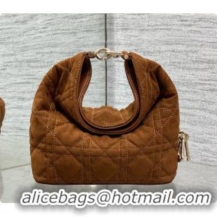 Grade Dior Mini Dior Toujours Hobo Bag in Cannage Suede D090352 Brown 2026
