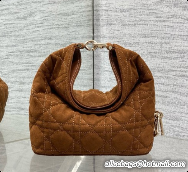 Grade Dior Mini Dior Toujours Hobo Bag in Cannage Suede D090352 Brown 2026