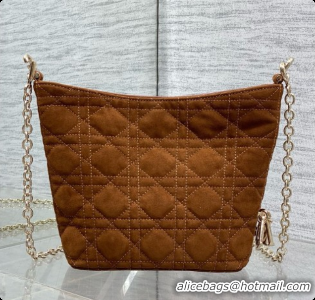 Grade Dior Mini Dior Toujours Hobo Bag in Cannage Suede D090352 Brown 2026