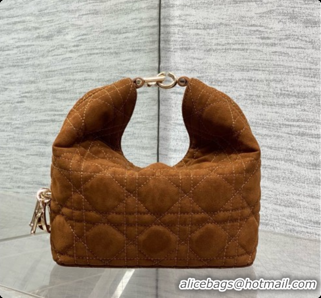 Grade Dior Mini Dior Toujours Hobo Bag in Cannage Suede D090352 Brown 2026