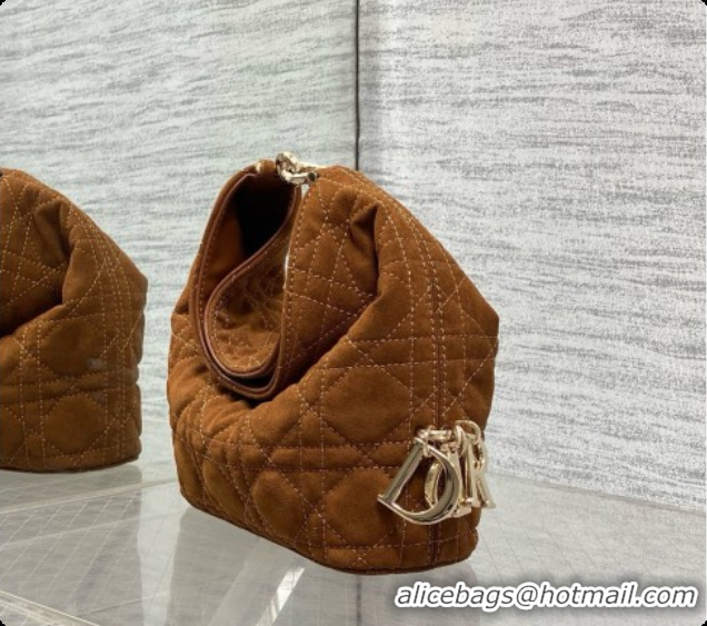 Grade Dior Mini Dior Toujours Hobo Bag in Cannage Suede D090352 Brown 2026