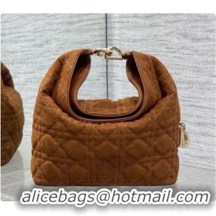 Grade Quality Dior Small Dior Toujours Hobo Bag in Cannage Suede D090353 Brown 2026