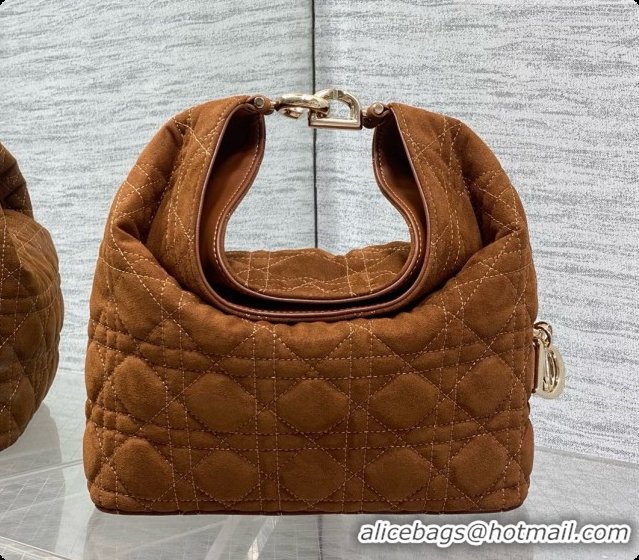 Grade Quality Dior Small Dior Toujours Hobo Bag in Cannage Suede D090353 Brown 2026