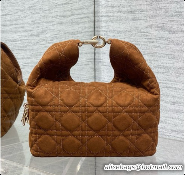 Grade Quality Dior Small Dior Toujours Hobo Bag in Cannage Suede D090353 Brown 2026