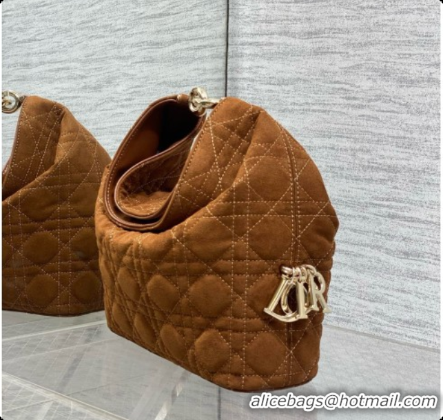Grade Quality Dior Small Dior Toujours Hobo Bag in Cannage Suede D090353 Brown 2026
