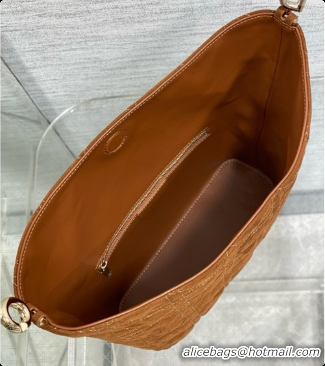 Grade Quality Dior Small Dior Toujours Hobo Bag in Cannage Suede D090353 Brown 2026
