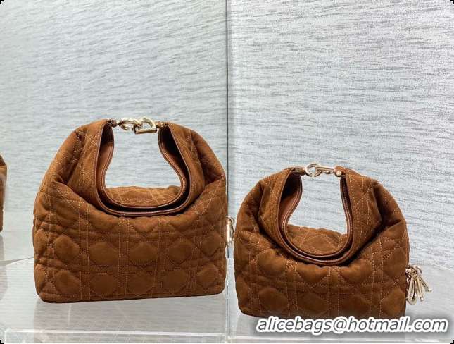 Grade Quality Dior Small Dior Toujours Hobo Bag in Cannage Suede D090353 Brown 2026