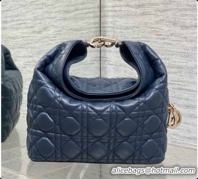 Best Grade Dior Small Dior Toujours Hobo Bag in Cannage Lambskin D090371 Navy Blue 2026