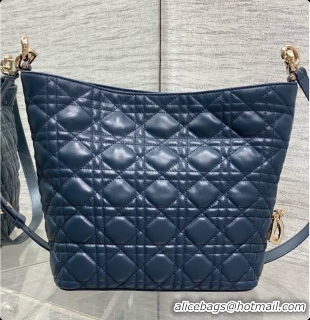 Best Grade Dior Small Dior Toujours Hobo Bag in Cannage Lambskin D090371 Navy Blue 2026