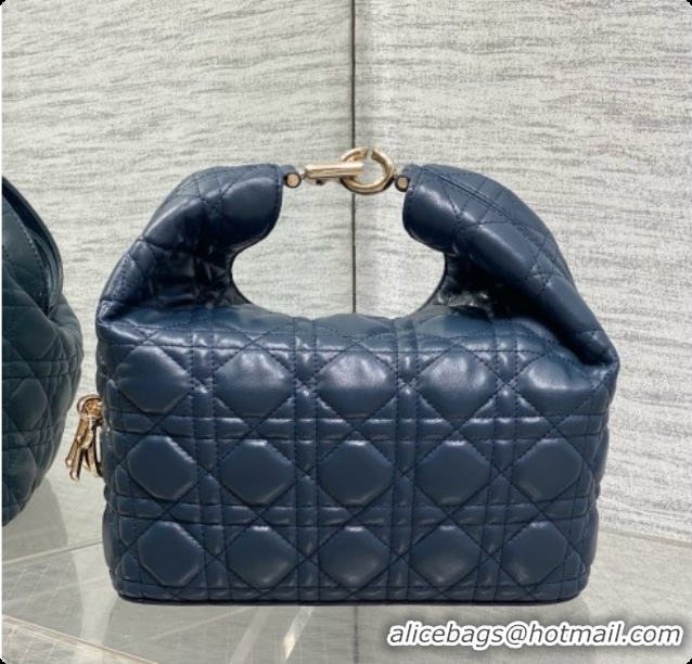 Best Grade Dior Small Dior Toujours Hobo Bag in Cannage Lambskin D090371 Navy Blue 2026