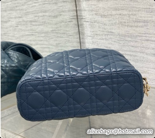 Best Grade Dior Small Dior Toujours Hobo Bag in Cannage Lambskin D090371 Navy Blue 2026