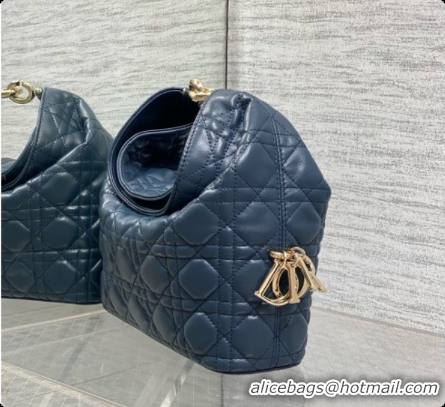 Best Grade Dior Small Dior Toujours Hobo Bag in Cannage Lambskin D090371 Navy Blue 2026