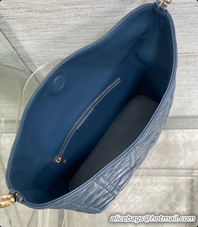 Best Grade Dior Small Dior Toujours Hobo Bag in Cannage Lambskin D090371 Navy Blue 2026
