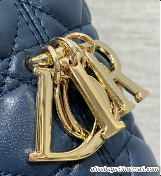 Best Grade Dior Small Dior Toujours Hobo Bag in Cannage Lambskin D090371 Navy Blue 2026