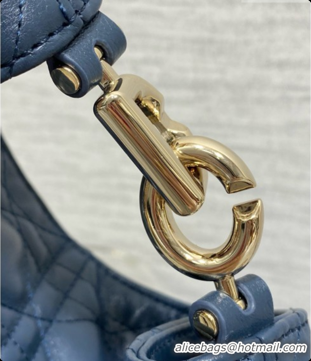 Best Grade Dior Small Dior Toujours Hobo Bag in Cannage Lambskin D090371 Navy Blue 2026