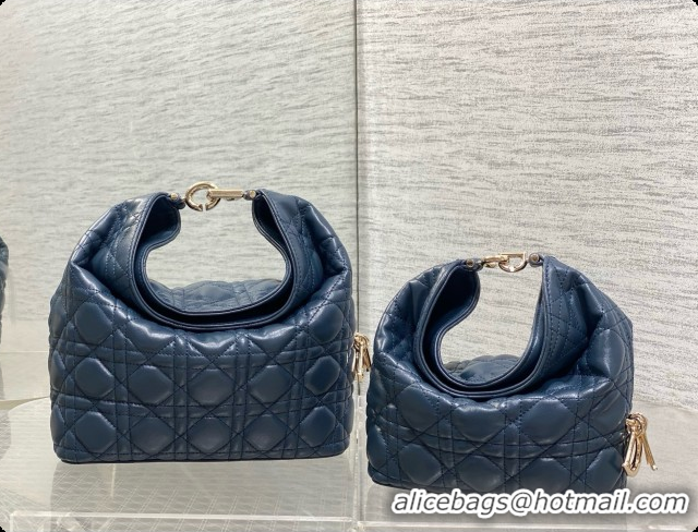 Best Grade Dior Small Dior Toujours Hobo Bag in Cannage Lambskin D090371 Navy Blue 2026