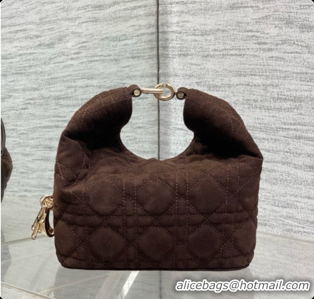 Good Looking Dior Mini Dior Toujours Hobo Bag in Cannage Suede D090354 Dark Brown 2026