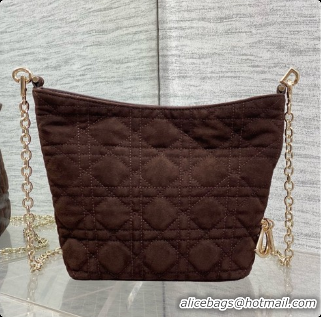 Good Looking Dior Mini Dior Toujours Hobo Bag in Cannage Suede D090354 Dark Brown 2026