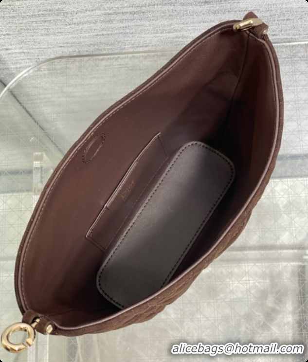 Good Looking Dior Mini Dior Toujours Hobo Bag in Cannage Suede D090354 Dark Brown 2026