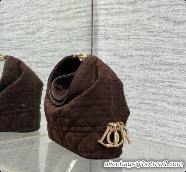 Good Looking Dior Mini Dior Toujours Hobo Bag in Cannage Suede D090354 Dark Brown 2026