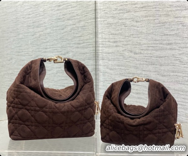 Good Looking Dior Mini Dior Toujours Hobo Bag in Cannage Suede D090354 Dark Brown 2026