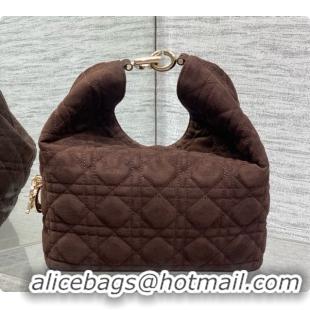 Low Price Dior Small Dior Toujours Hobo Bag in Cannage Suede D090355 Dark Brown 2026