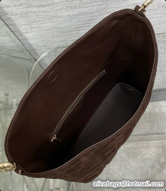Low Price Dior Small Dior Toujours Hobo Bag in Cannage Suede D090355 Dark Brown 2026