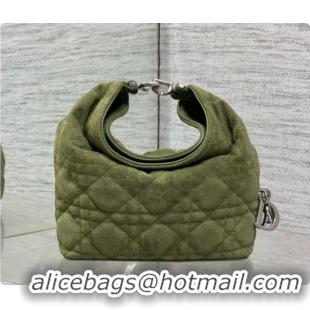 Cheap Price Dior Mini Dior Toujours Hobo Bag in Cannage Suede D090356 Green 2026