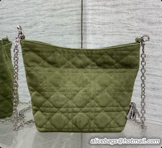 Cheap Price Dior Mini Dior Toujours Hobo Bag in Cannage Suede D090356 Green 2026